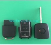 VW 3 Button Flip Remote Key Shell ,Waterproof,Black color