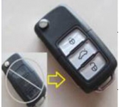 VW 3 button flip key shell with crystal button (HU66)