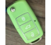VW 3 Button Flip Remote Key Shell ,Waterproof, Green Color