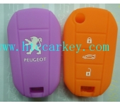 PEUGEOT  smart key silicon rubber case 3 button orange and purple color