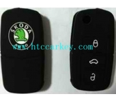SKODA  smart key silicon rubber case 3 button black color