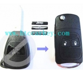 C-hrys/Dodg 2 Button Modified Flip Remote Key Shell With Battery Holder
