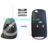 C-hrys/Dodg 3 Button Modified Flip Remote Key Shell With Battery Holder