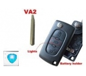 Citroen 3 Button Flip Key Shell With Light Button No Groove Blade With Battery (with logo)