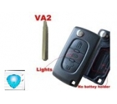 Citroen 3 Button Flip Key Shell With Light Button No Groove Blade Without Battery (with logo)