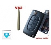 Citroen 3 Button Flip Key Shell With Boot Button No Groove Blade With Battery (with logo)