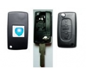 Citroen 3 Button Flip Key Shell With Boot Button 406 Blade With Battery (with logo)