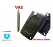 Citroen 4 Button Flip Key Shell No Groove Blade Without Battery (with logo)