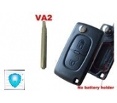 Citroen 2 Button Flip Key Shell No Groove Blade Without Battery (with logo)