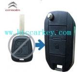 Citroen 2 Button Retrofit Flip Key Shell Without Groove (with logo)