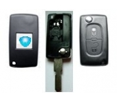 Citroen 2 Button Flip Key Shell 406 Blade With Battery (with logo)