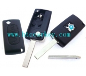 Peugeot 3 Button Flip Key Shell With Boot Button with Groove Blade With Battery 
