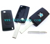 Peugeot 3 Button Flip Key Shell With Boot Button with Groove Blade Without Battery 