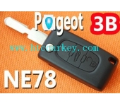 Peugeot 406 3 Button Flip Key Shell With Boot Button With Battery