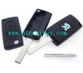 Peugeot 4 Button Flip Key Shell with Groove Blade Without Battery (with logo)