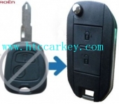 Peugeot 206 2 Button Flip Key Shell  (with logo)
