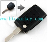 Peugeot 2 Button Retrofit Flip Key Shell 406 Blade (with logo)