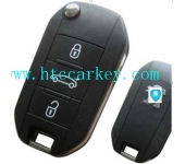 Peugeot 508 3 Button Retrofit Flip Key Shell No Groove Blade (with logo)