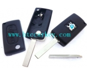 Peugeot 3 Button Flip Key Shell With Light Button with Groove Blade With Battery 