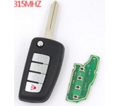Nissan  TIIDA 3+1 Button Flip Remote Control ，with ID46 chip  315MHZ/433MHZ 